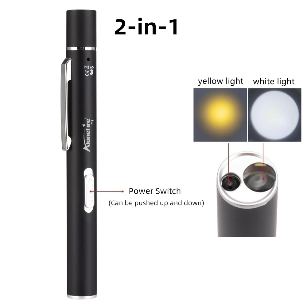 Linterna LED táctica USB recargable – Luz dual blanco/ámbar emergencias - imagen 2