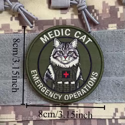 Parche bordado táctico gatito con velcro EMERGENCY MEDIC para mochila
