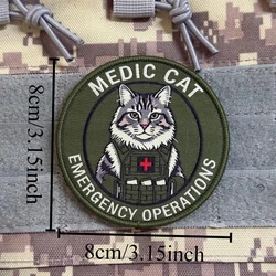 Parche bordado táctico gatito con velcro EMERGENCY MEDIC para mochila