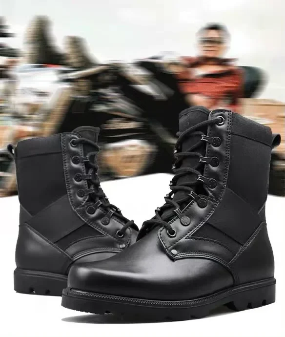 Botas tácticas negras con caña alta
