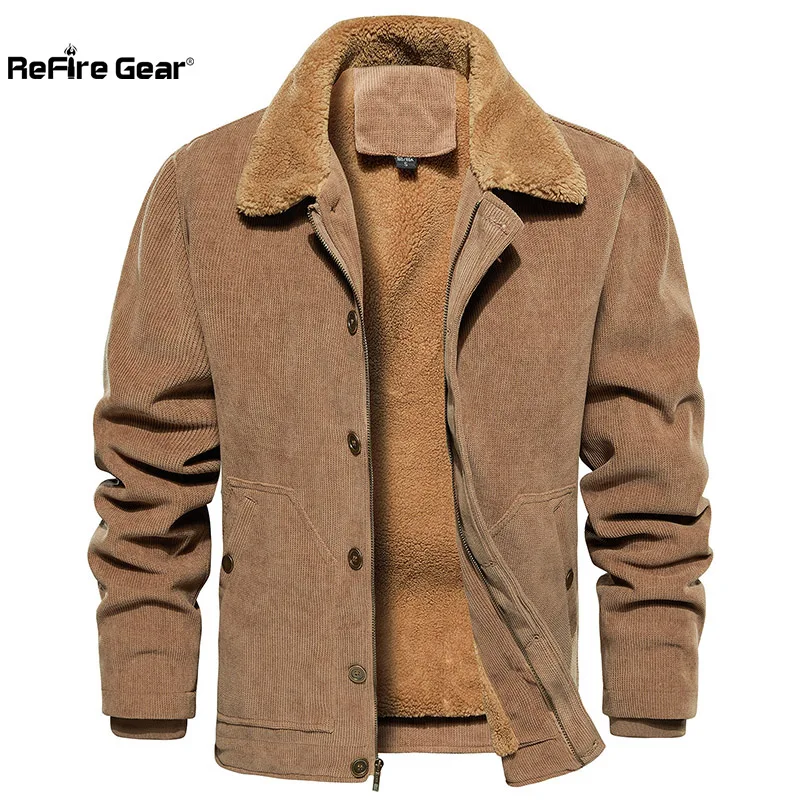 Chaqueta camionero de pana con forro sherpa – Abrigo informal hombre