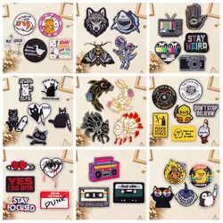Parches termoadhesivos bordados mascotas letras, zorro y koi para jeans