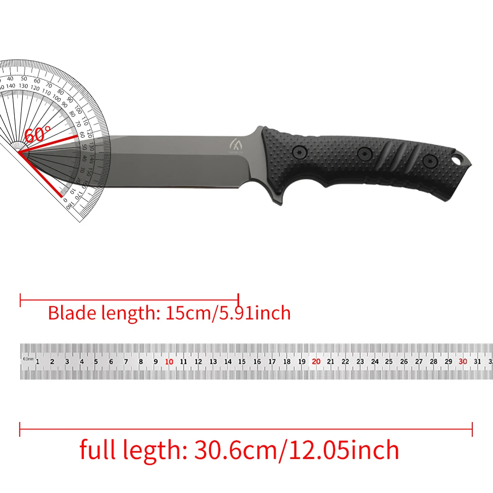 Cuchillo de hoja fija táctico con funda para outdoor y supervivencia - imagen 2