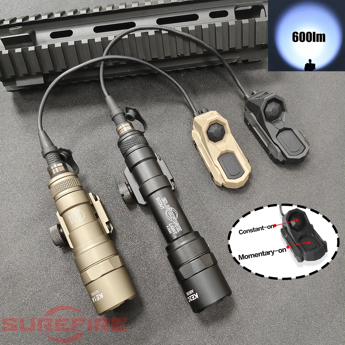 Linterna táctica SureFire M300 con pulsador remoto y Picatinny