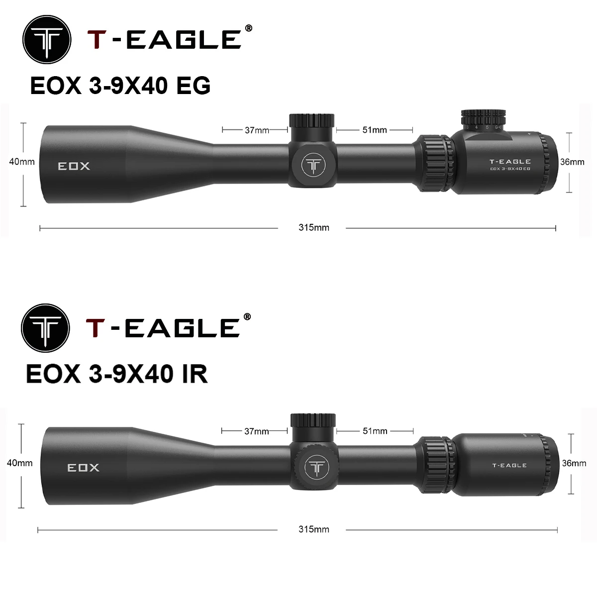Mira telescópica táctica T-Eagle luz roja/verde riel Picatinny - imagen 3