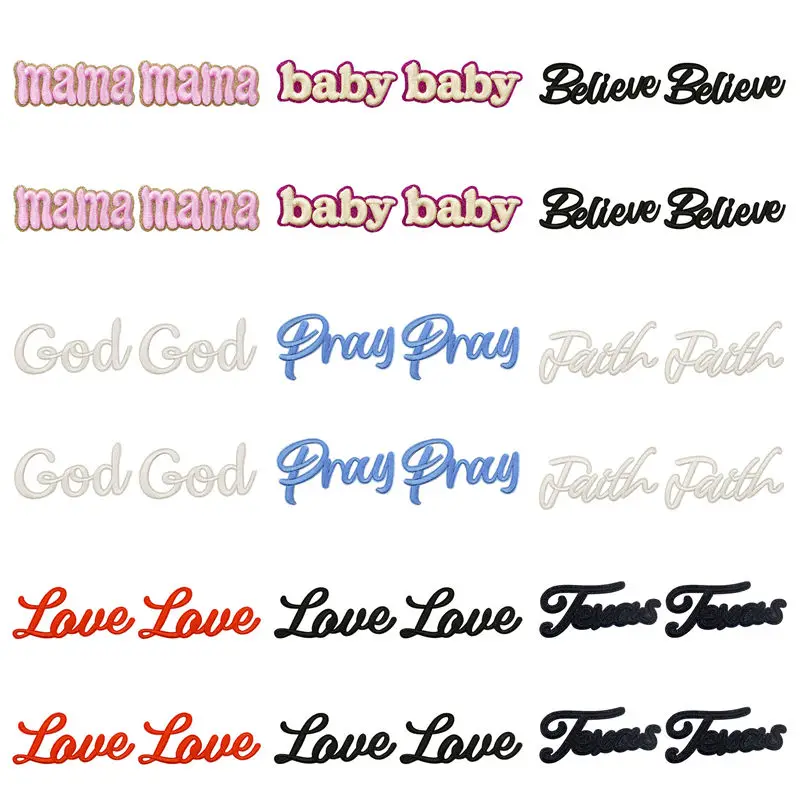 Parche bordado termoadhesivo letras fe familia para gorras y jeans - imagen 3