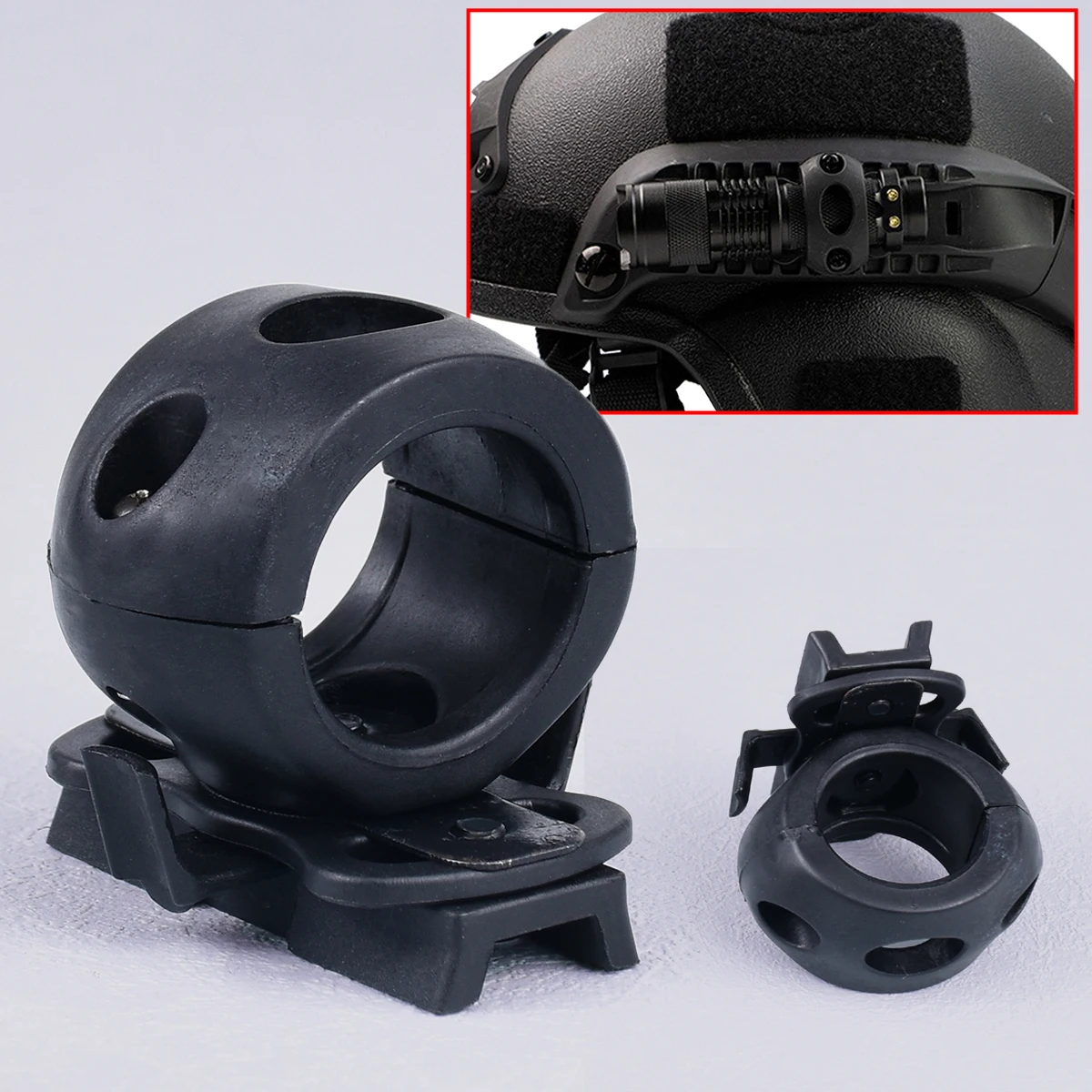 IBH Soporte linterna táctica casco con carril tipo rail ajustable - imagen 4