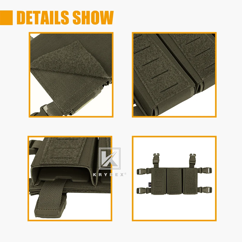 Panel frontal KRYDEX con tres bolsas para cargadores
