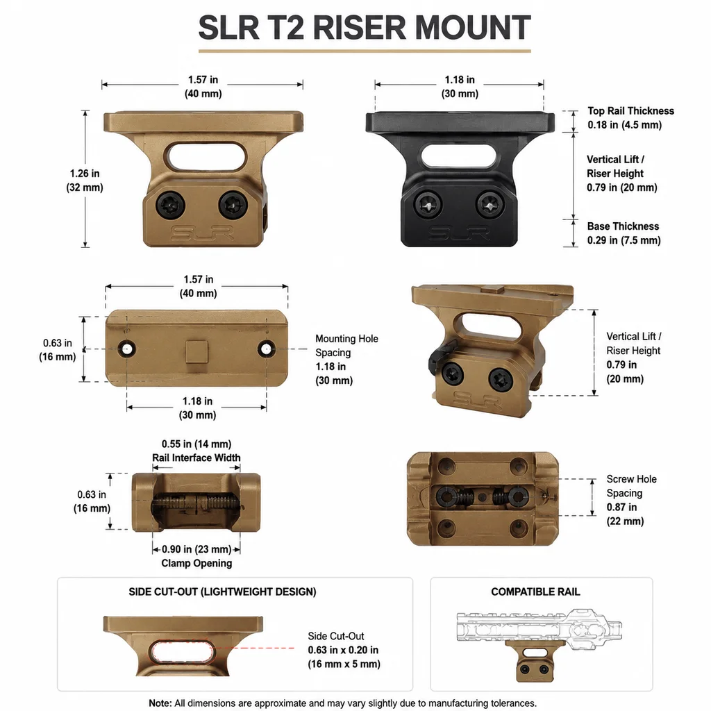 Tactische SLR T-2 Soporte elevador para visor de punto rojo Picatinny - imagen 4
