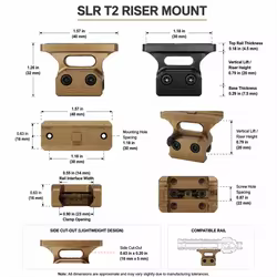 Tactische SLR T-2 Soporte elevador para visor de punto rojo Picatinny