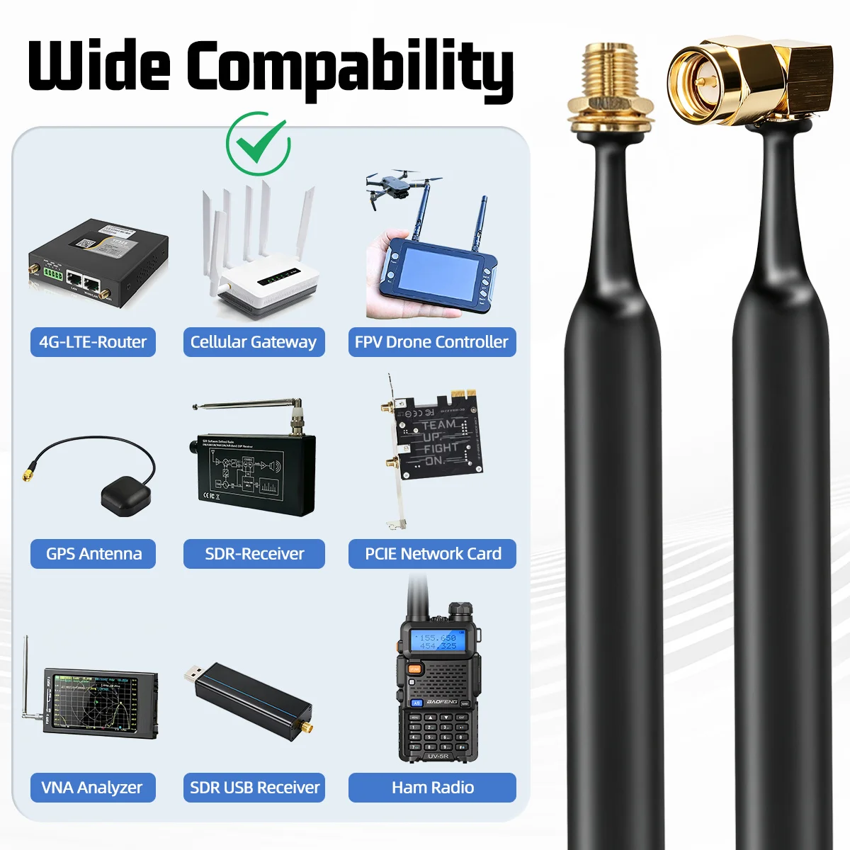 ABBREE cable coaxial RF SMA macho a hembra para antena Helium - imagen 5