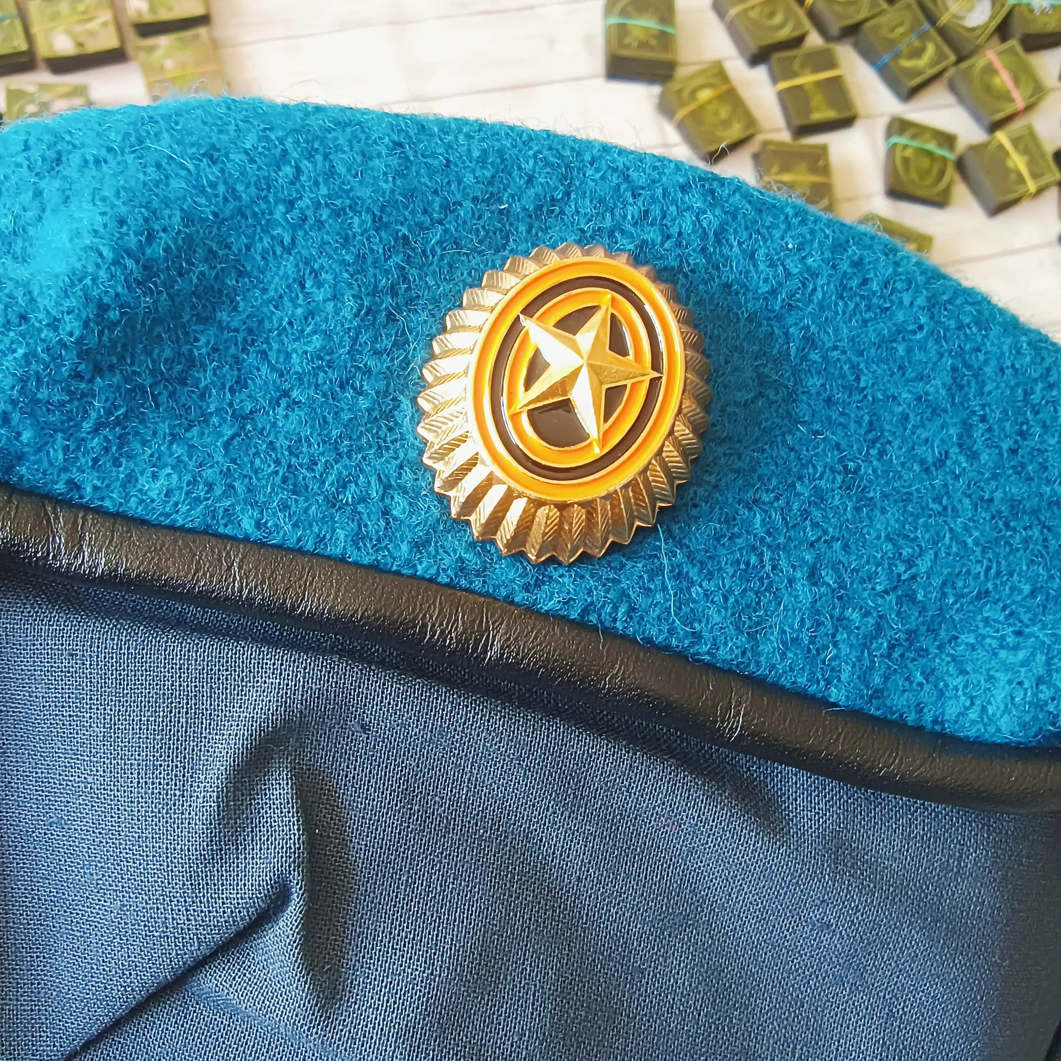 Boina militar de lana azul rusa VD original - imagen 2