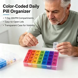 Pastillero modular de plástico PP para organización semanal, vitaminas