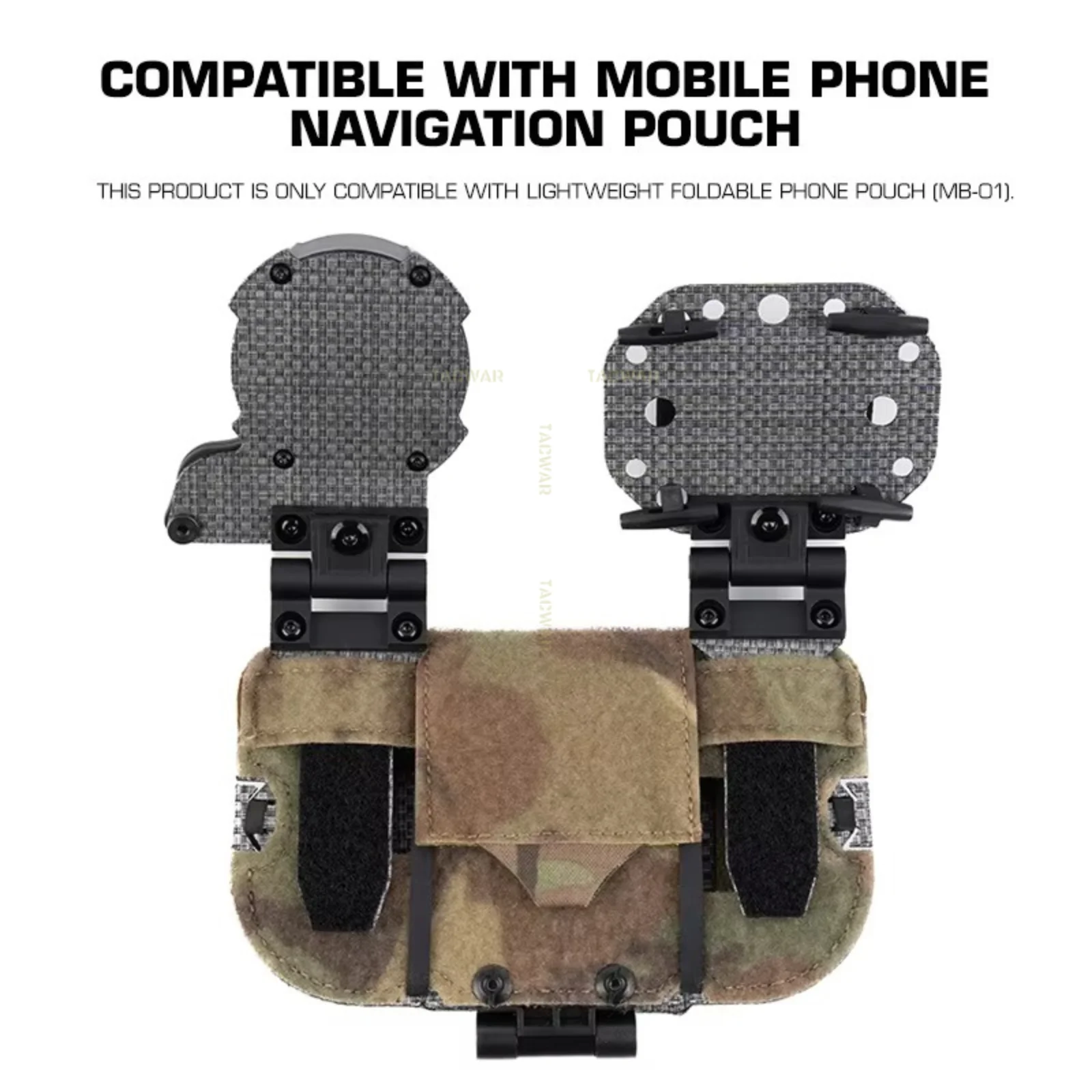Soporte de teléfono MOLLE con brújula y GPS, luz roja y velcro - imagen 2