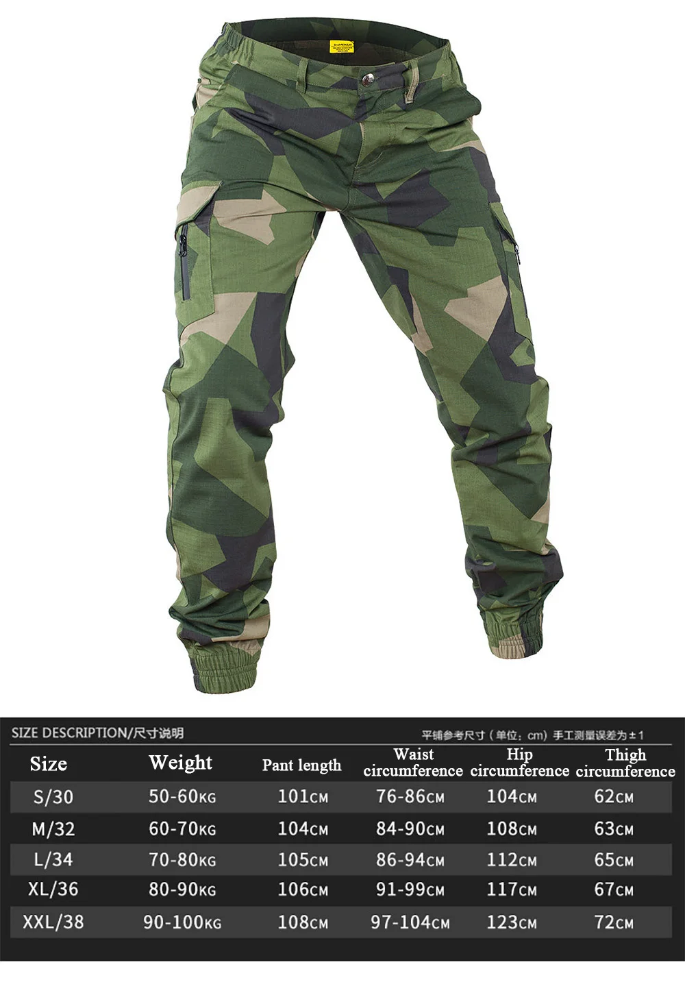 Detalle del camuflaje geométrico sueco M90 en estilo MTP