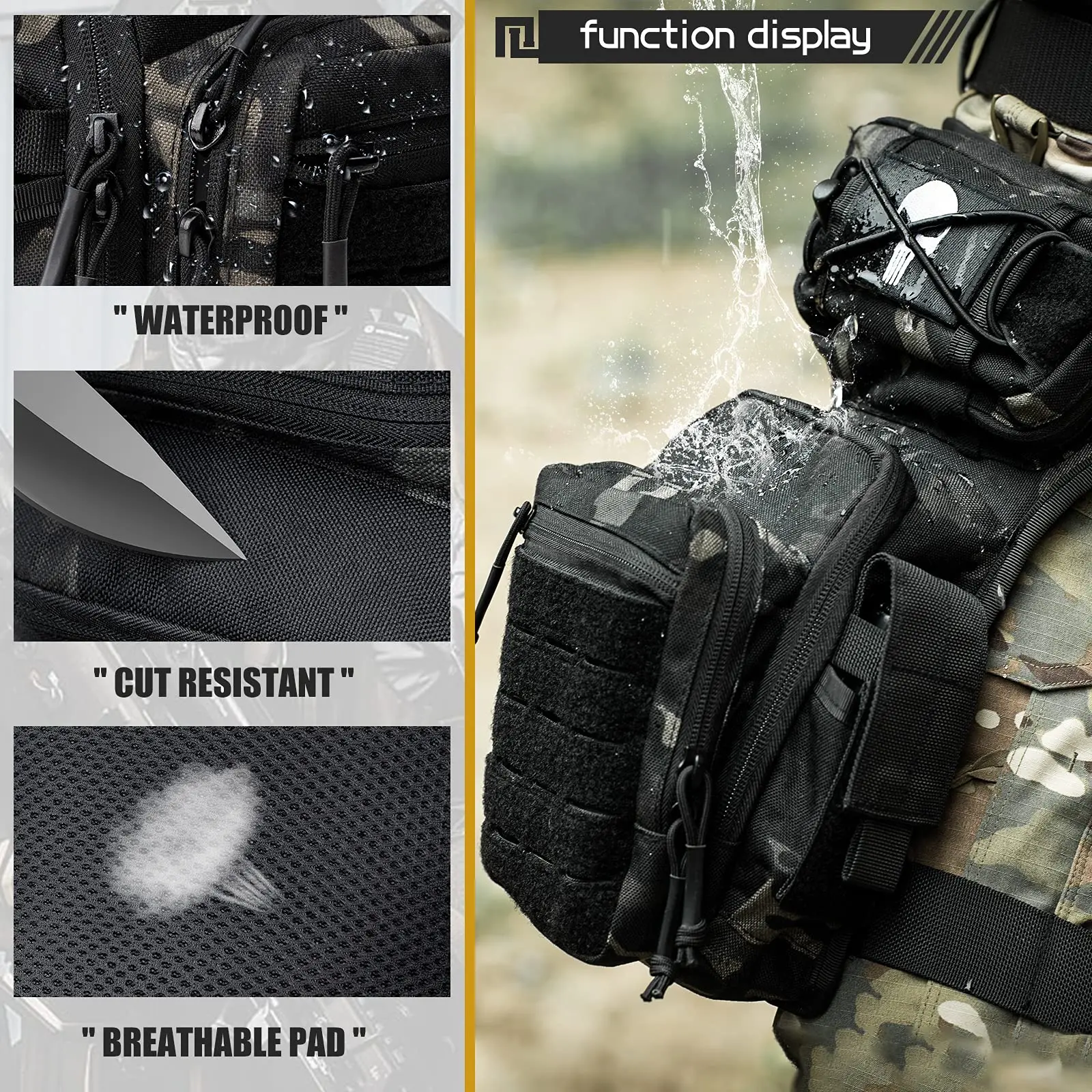 Bolsa táctica de pierna MOLLE impermeable para senderismo y diario - imagen 5