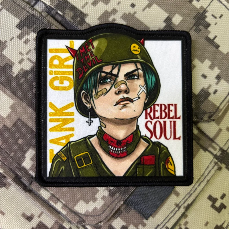 Parche táctico Tank Girl Rebel Soul con velcro, moral impresa - imagen 4