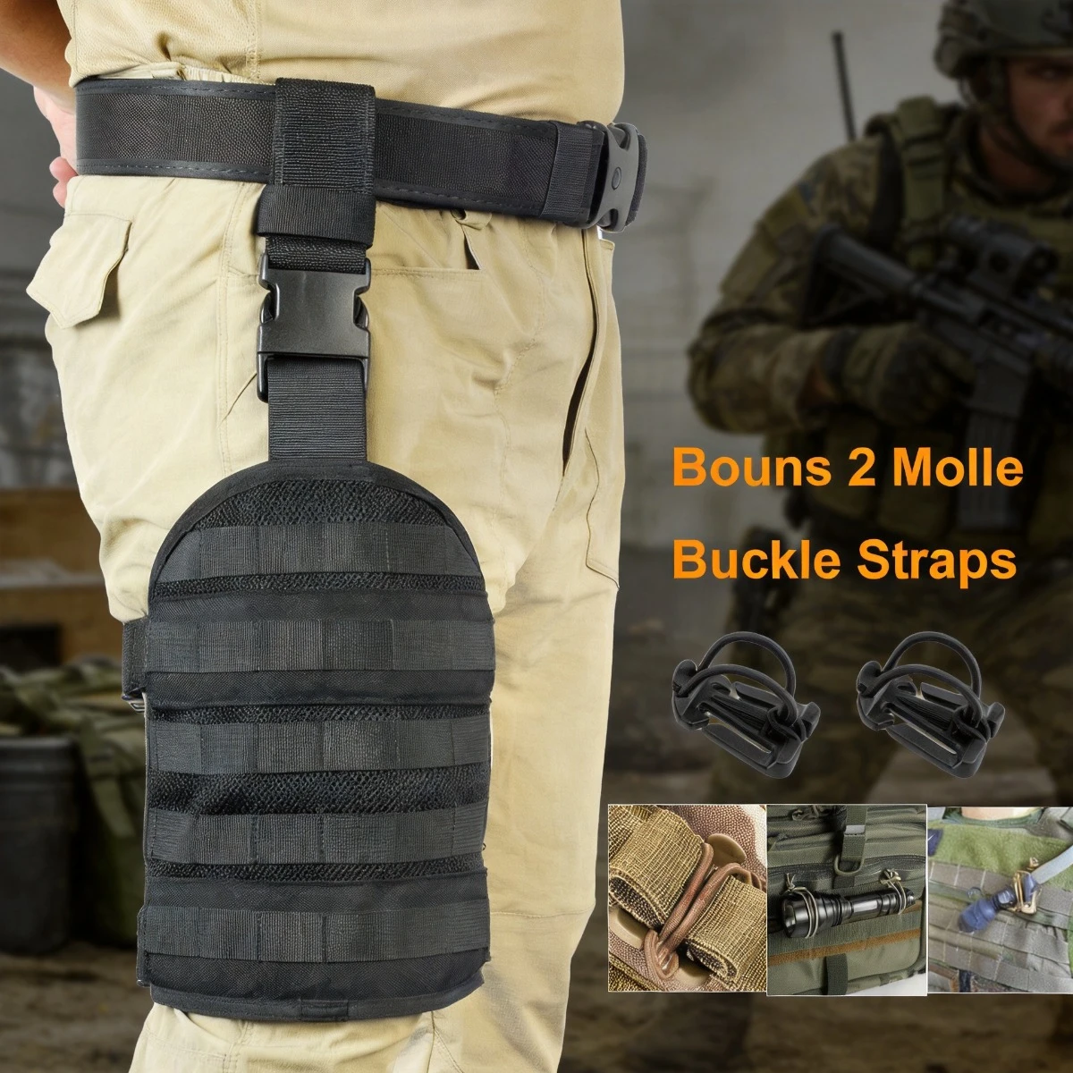 Plataforma táctica muslo MOLLE nylon transpirable con hebilla rápida - imagen 4