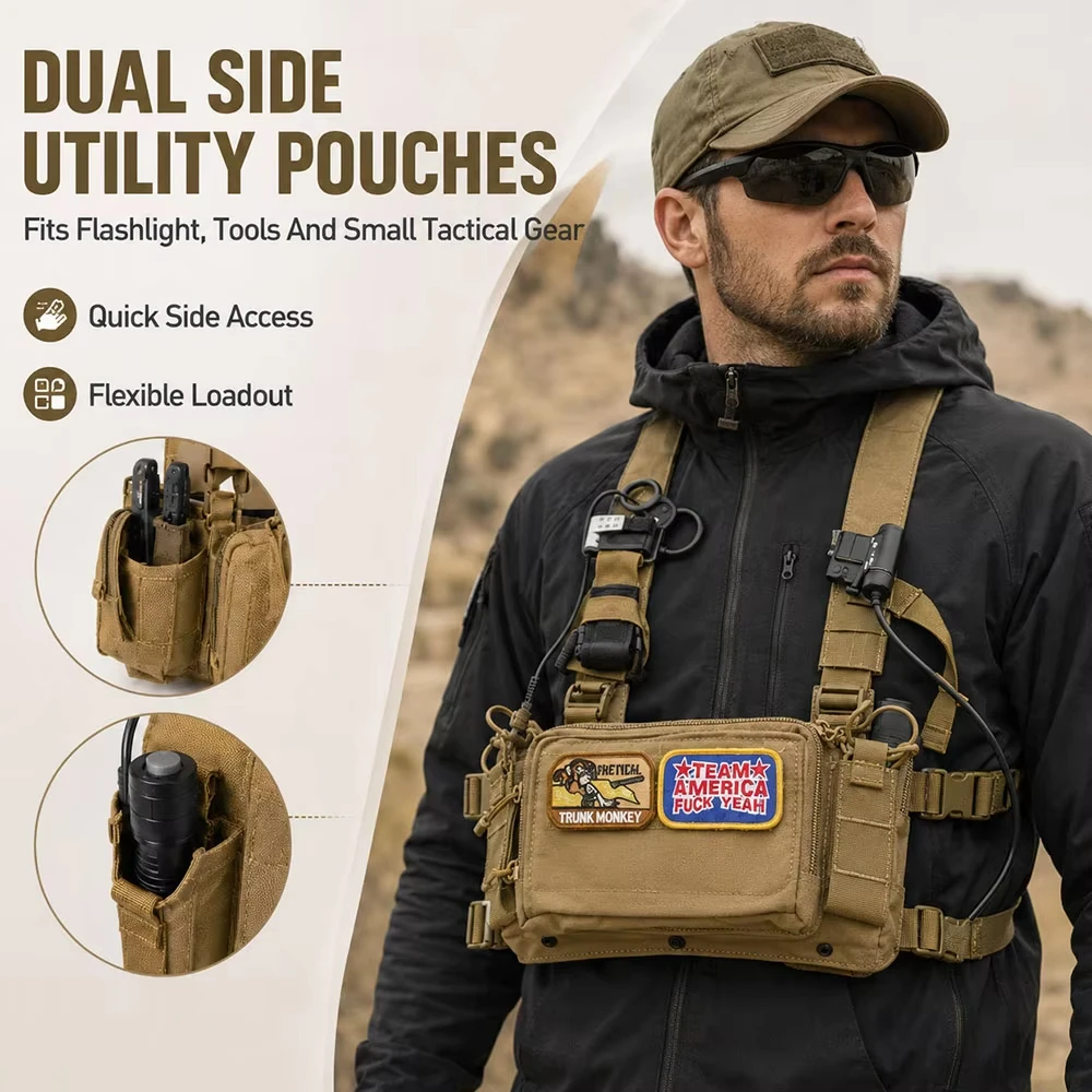 Chaleco táctico MOLLE ligero con soporte PTT y bolsa para torniquete - imagen 4