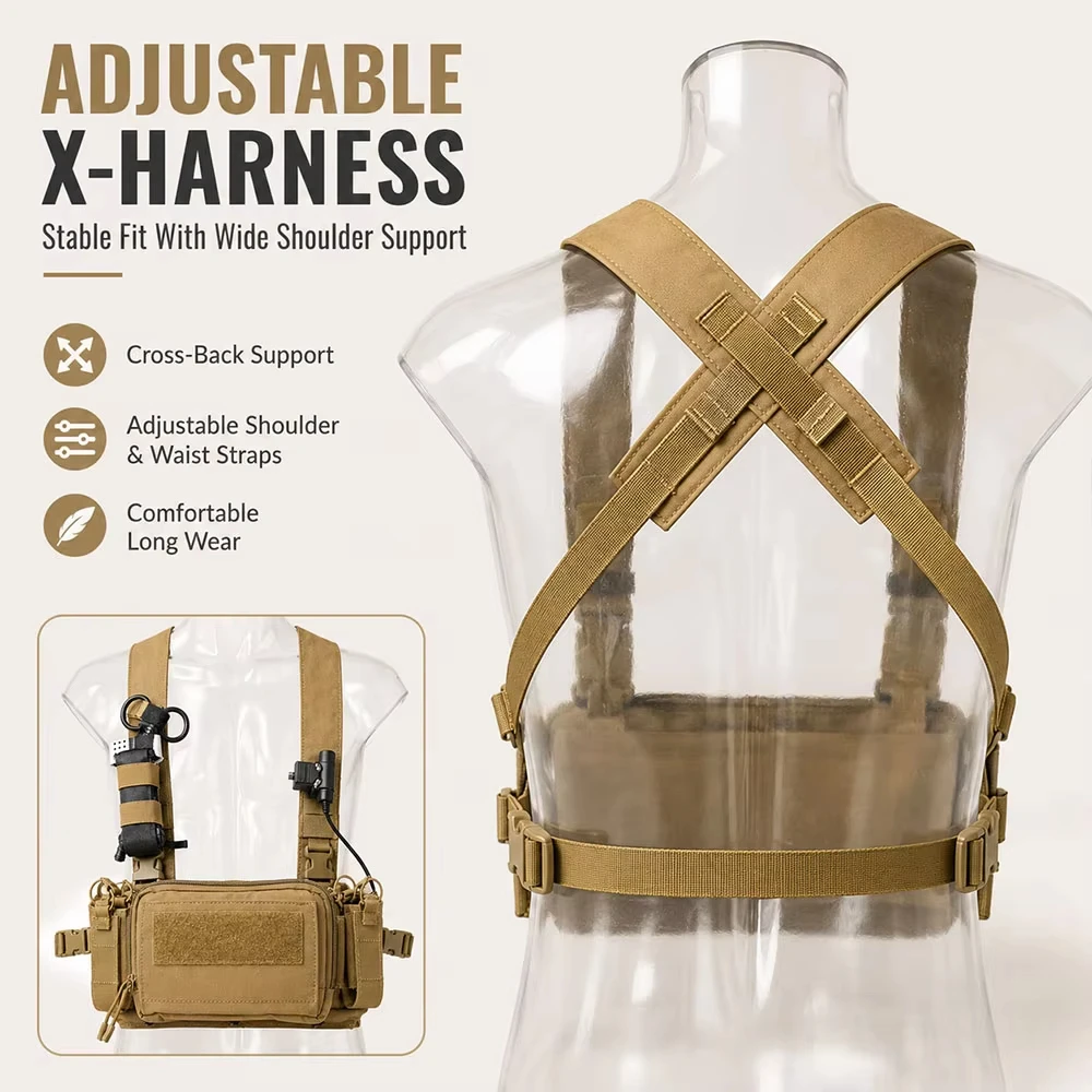 Chaleco táctico MOLLE ligero con soporte PTT y bolsa para torniquete - imagen 2