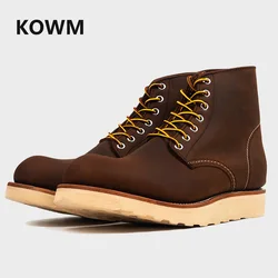KOWM Botas tácticas senderismo impermeables cuero vacuno Goodyear