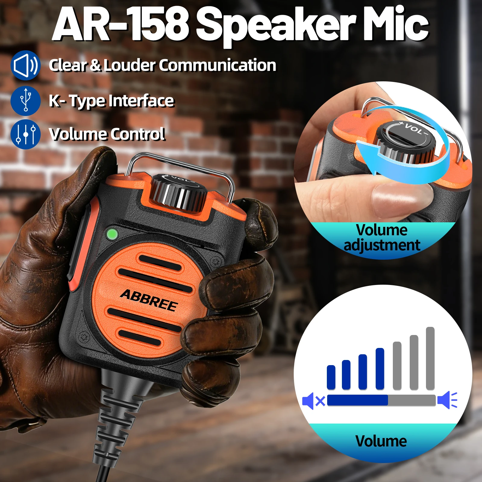 ABBREE AR-158 altavoz micrófono radio bidireccional con clip y volumen - imagen 4