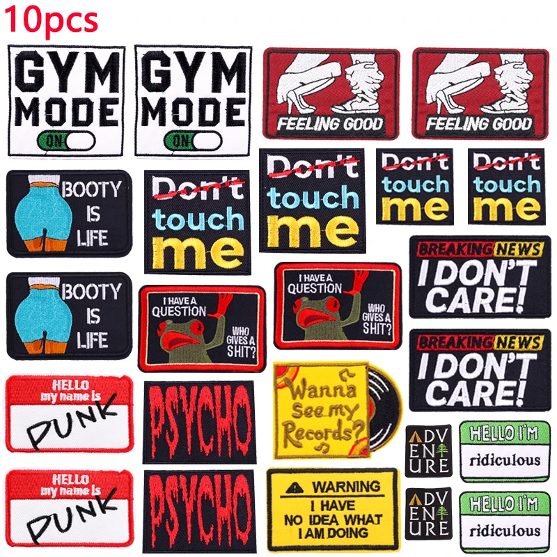 Parches bordados estilo punk con mensaje Don't Touch Me