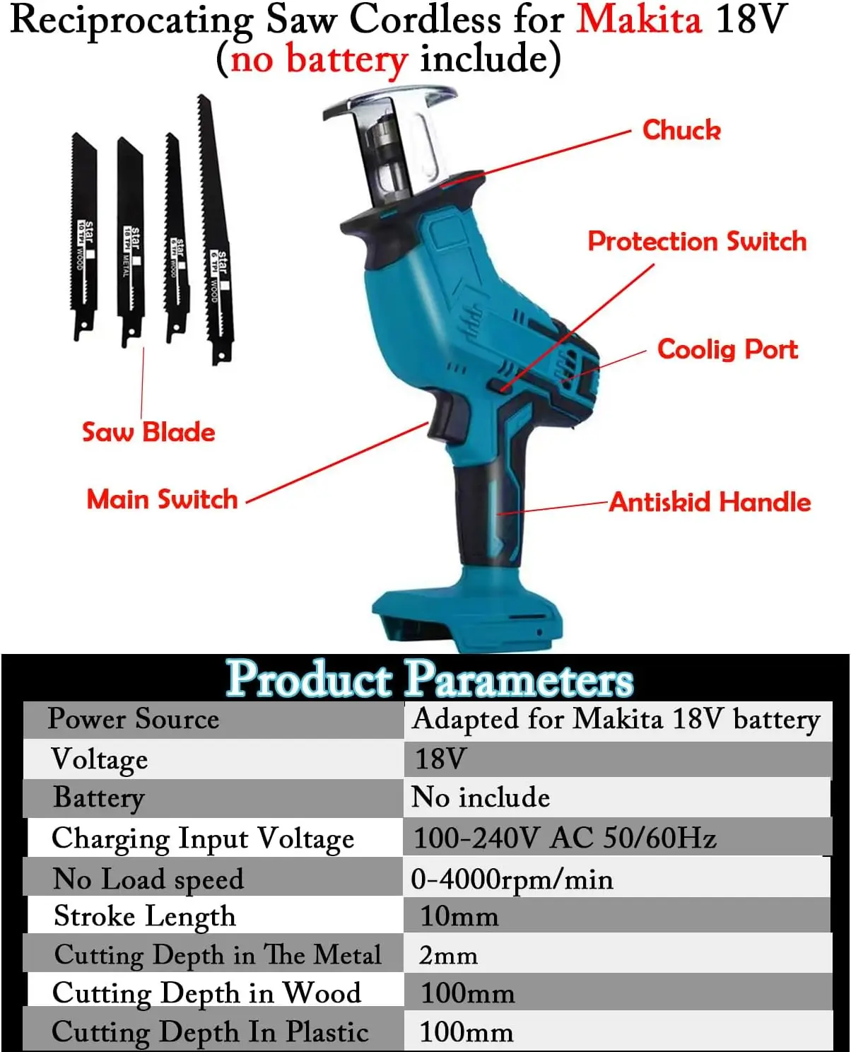 Makita Sierra Recíproca Inalámbrica sin Escobillas Madera/Metal/PVC - imagen 2