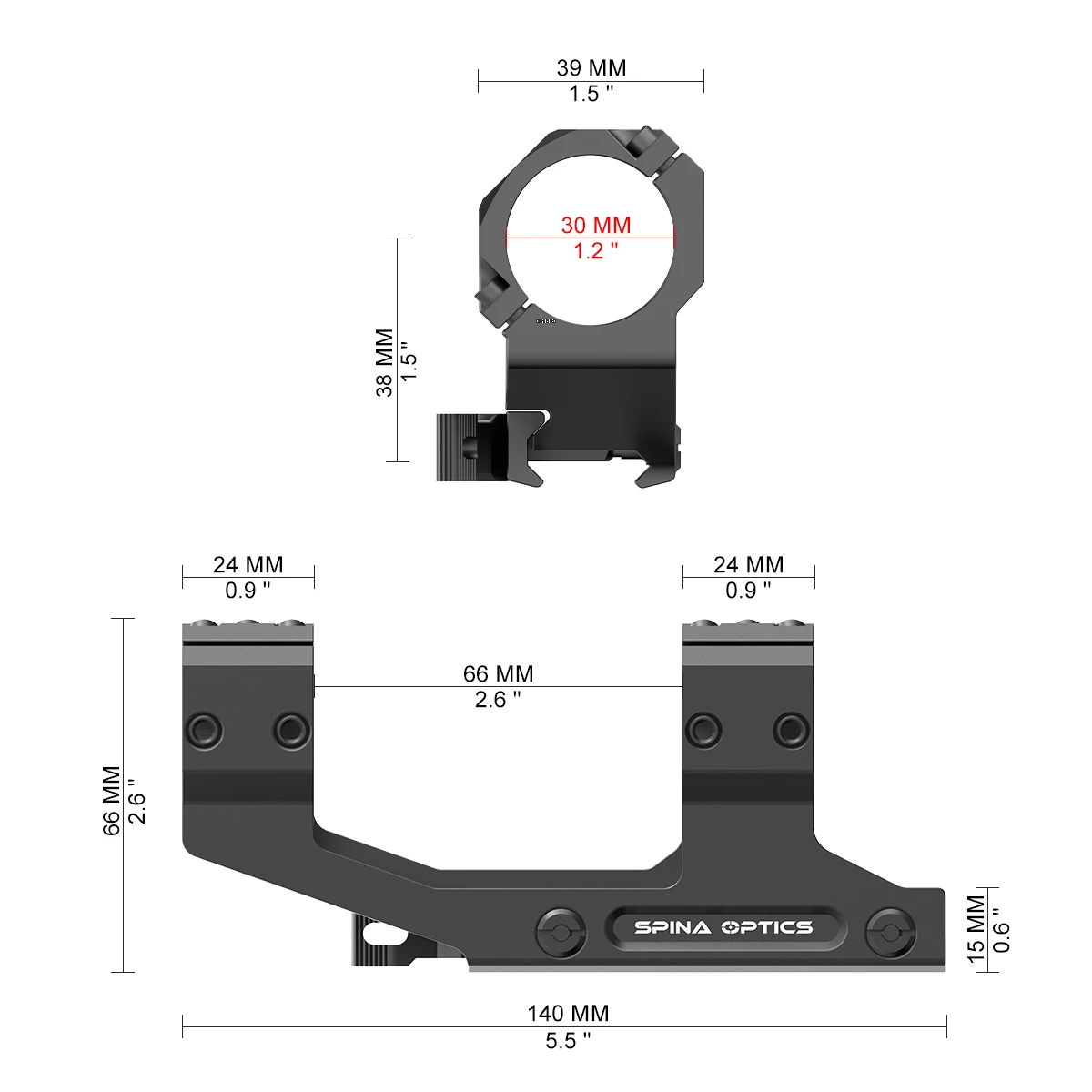 SPINA OPTICS Montura de mira liberación rápida para riel Picatinny - imagen 2
