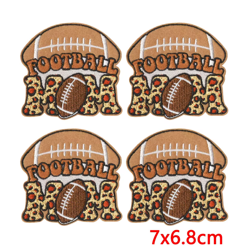 Parches termoadhesivos bordados fútbol leopardo con casco y lazo - imagen 3