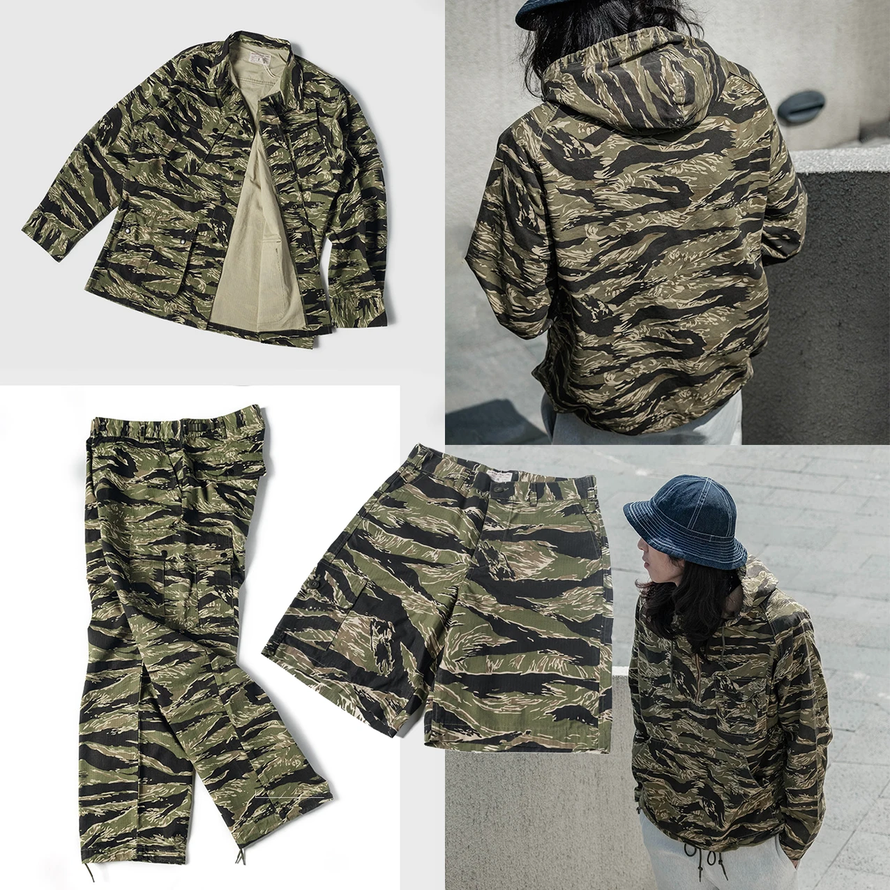 Chaqueta táctica camuflaje tigre con capucha y múltiples bolsillos - imagen 5