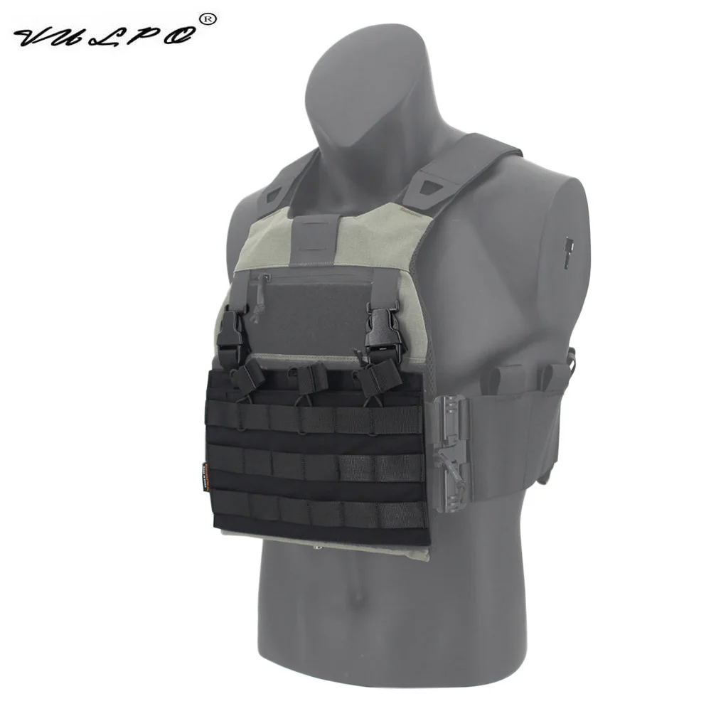 VULPO Chaleco táctico Molle con plaque frontal desmontable y triple cargador