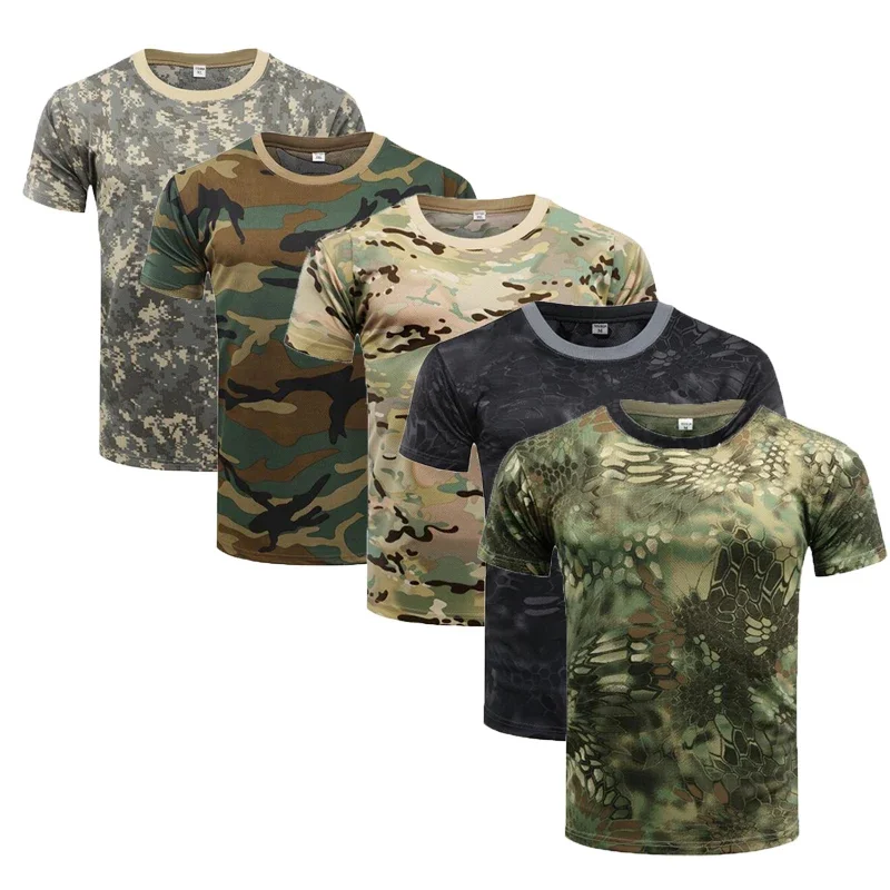 Camiseta táctica camuflaje caza manga corta hombre