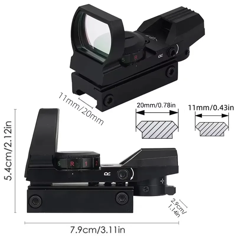 Mira punto rojo y verde táctica con óptica réflex para rifle - imagen 4