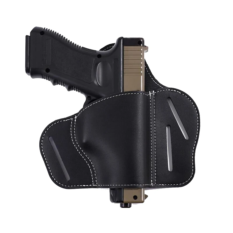 Holster táctico de cuero negro detalle