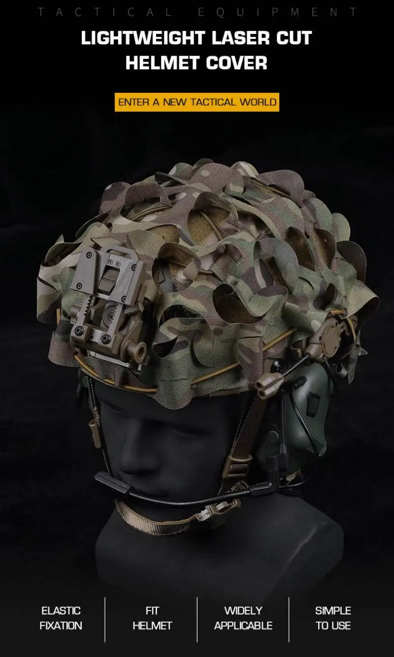 Funda de camuflaje cortada con láser para casco