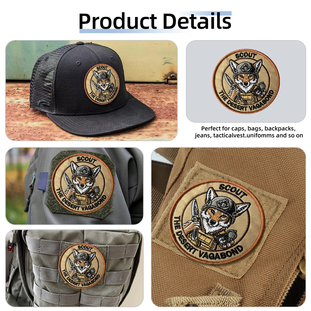 Parche táctico bordado zorro con velcro para mochila airsoft - imagen 2