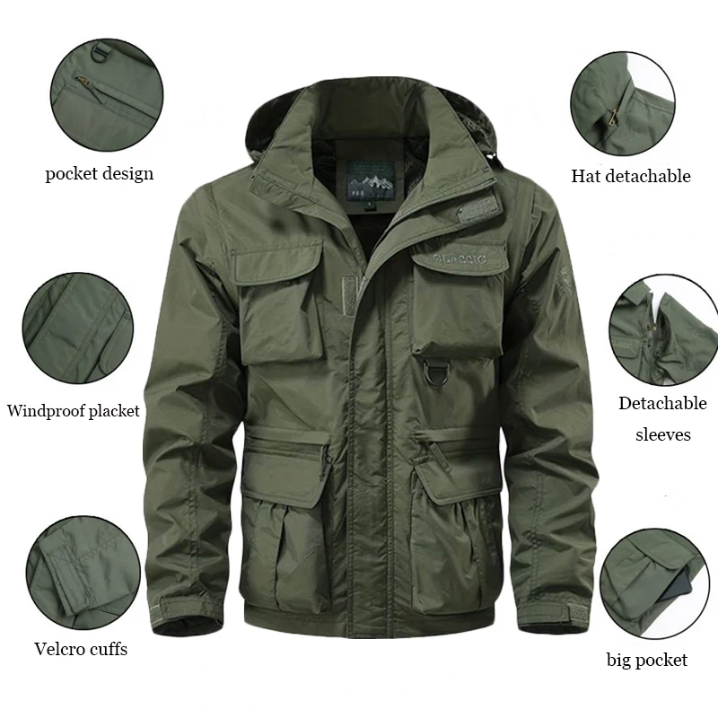 Chaqueta táctica impermeable ripstop – Capucha desmontable Outdoor - imagen 3
