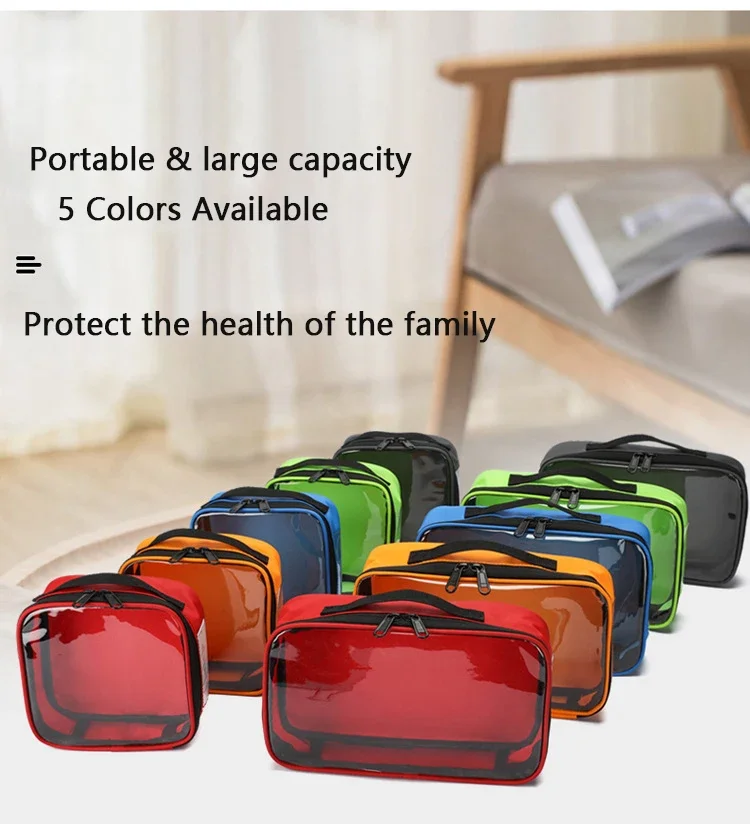 Vista del kit médico portátil para viajes y hogar