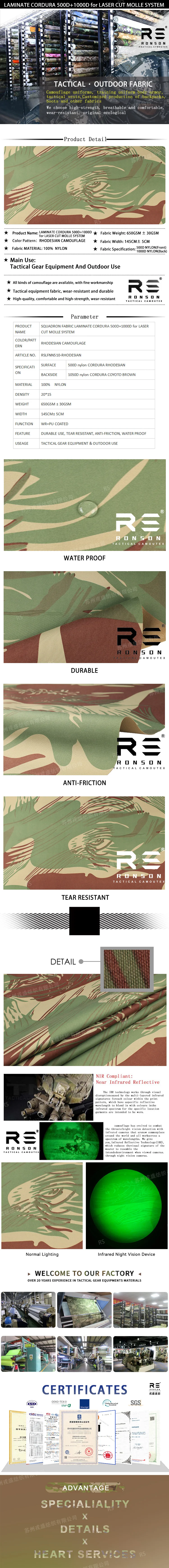 Chaleco táctico con camuflaje Rhodesian Brushstroke y sistema MOLLE cortado a láser