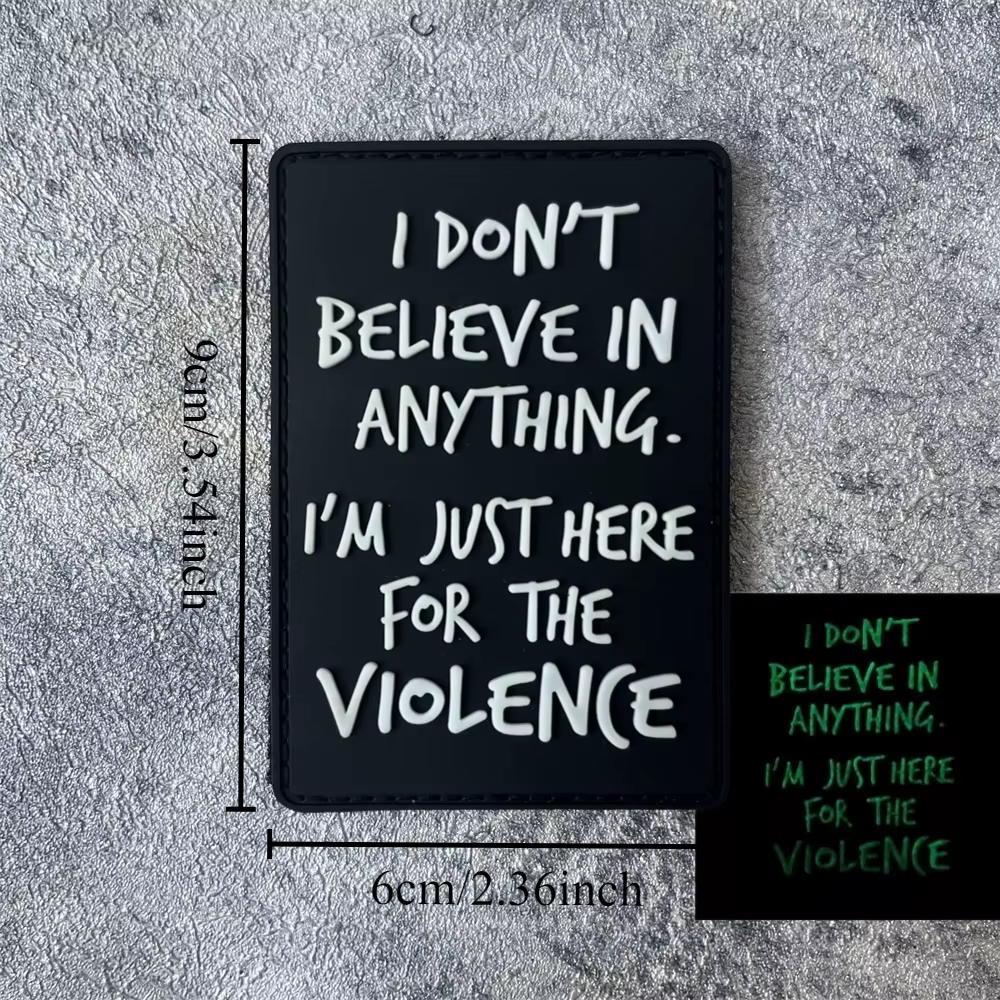 Parche militar PVC luminoso – Frase No creo en violencia