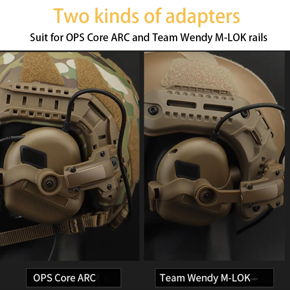 Adaptador riel para casco táctico con soporte auriculares Airsoft - imagen 4