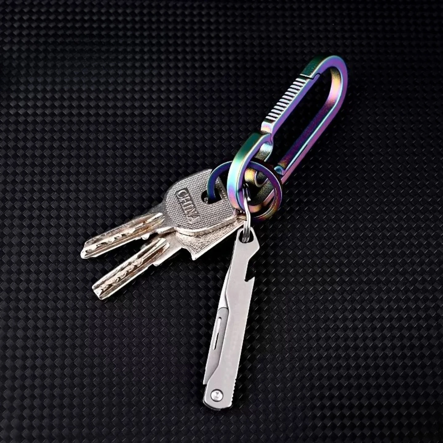 Cuchillo EDC acero inoxidable apertura rápida plegable con abrebotellas - imagen 2