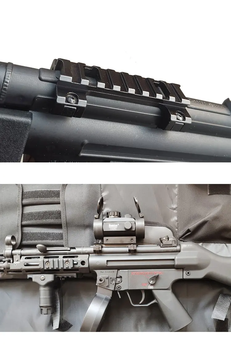 Vista lateral del soporte táctico HK MP5 instalado en airsoft
