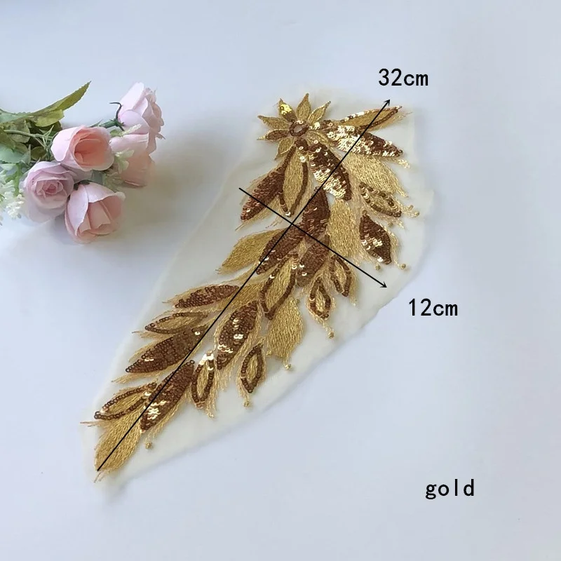 Apliques lentejuelas encaje recortado para vestido novia - imagen 5