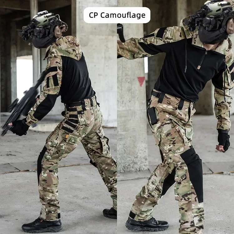Camiseta táctica militar AUKUPKEE con camuflaje Multicam