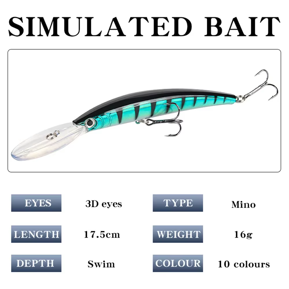 Señuelo minnow crankbait artificial – Lubina, carpa, lucio - imagen 4