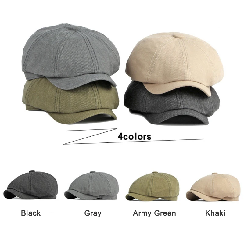 Gorra octogonal de algodón tipo boina, espiga sólida británica - imagen 4