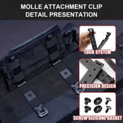 Clip de sujeción MOLLE-LOK para funda Kydex negra con montaje