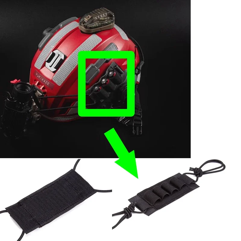 Bolsa táctica para baterías de casco con Velcro y cordón elástico